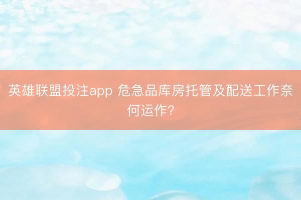 英雄联盟投注app 危急品库房托管及配送工作奈何运作？
